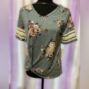 NWT Light blue and floral top.